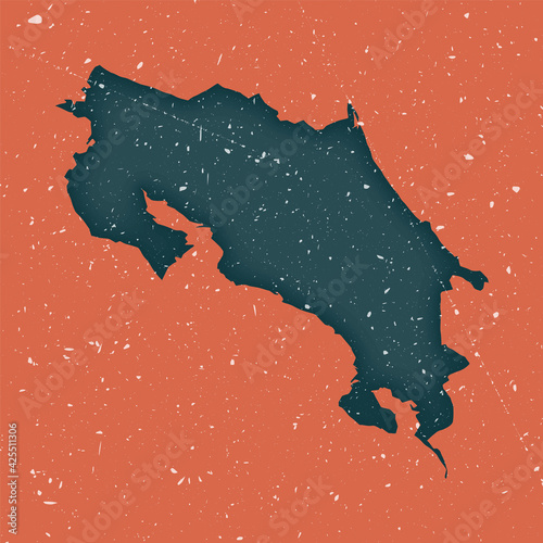 Costa Rica vintage map. Grunge map of the country with distressed texture. Costa Rica poster. Vector illustration.