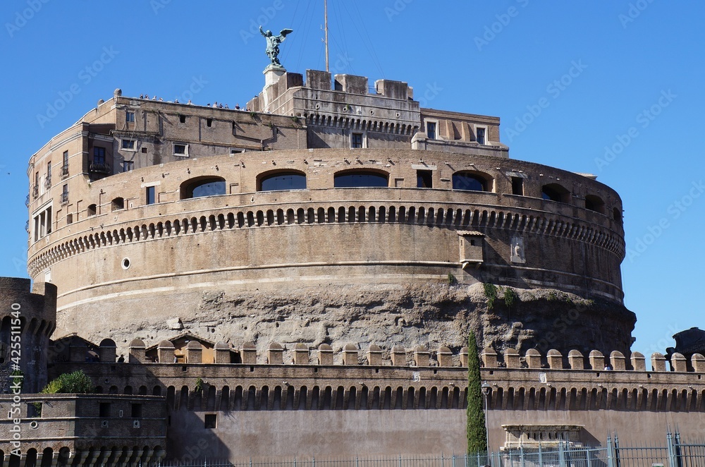  The Saint Angel Castle wall in Rome, Italy