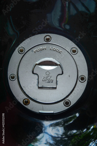 close up of a fuel tank cap