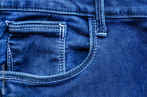 blue jeans with seam and pocket