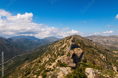 Mediterranean mountain landscape, with large rocks.