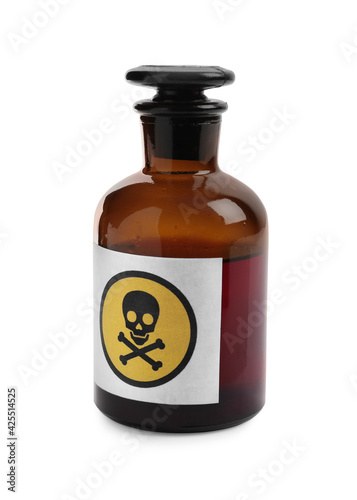 Apothecary bottle with poison isolated on white