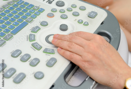 Medical equipment, ultrasound machine closeup 