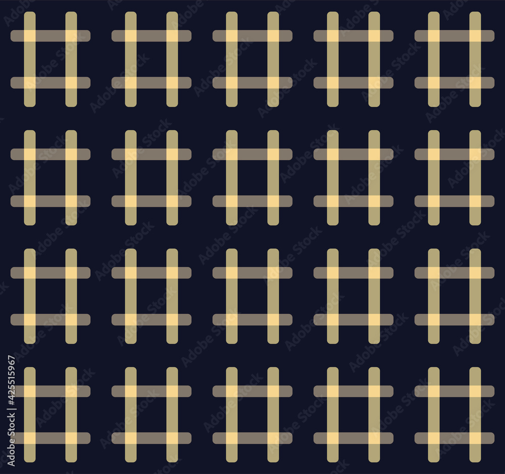 Japanese Yellow Plaid Checkered Vector Seamless Pattern