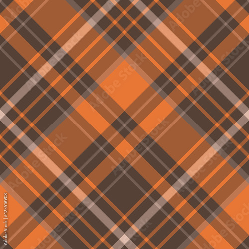 Seamless pattern in stylish brown, beige and orange colors for plaid, fabric, textile, clothes, tablecloth and other things. Vector image. 2