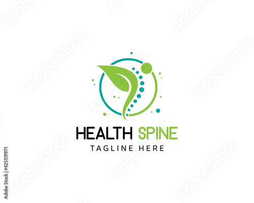 chiropractic spine dot logo icon vector template nature health human