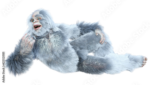 3D Rendering Yeti on White photo