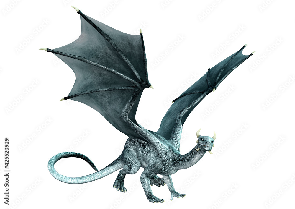 Naklejka premium 3D Rendering Fairy Tale Dragon on White