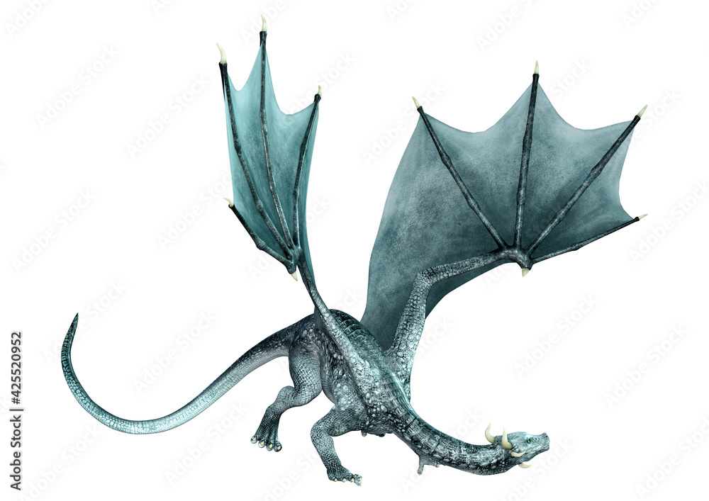 Naklejka premium 3D Rendering Fairy Tale Dragon on White
