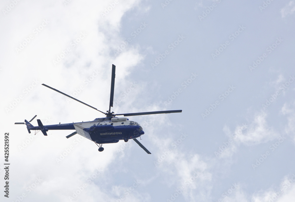  Police helicopter monitoring the situation