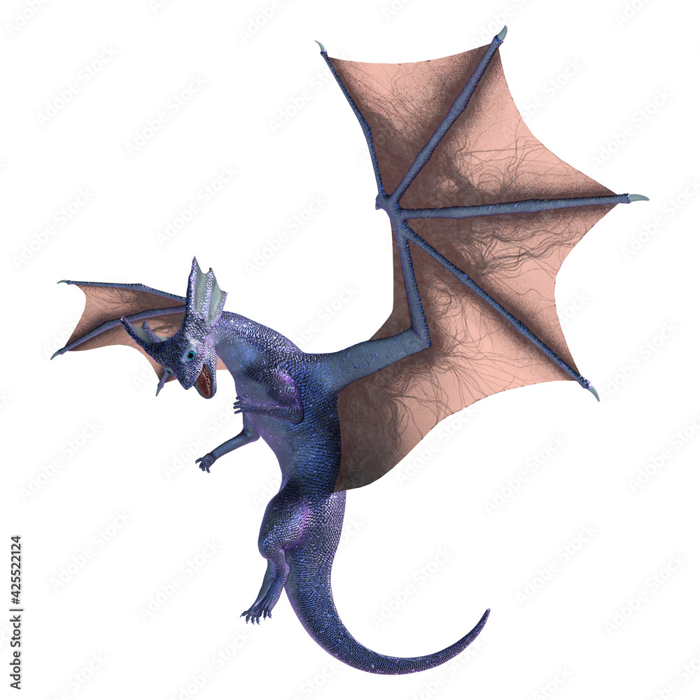 Fototapeta premium 3D Rendering Fairy Tale Dragon on White