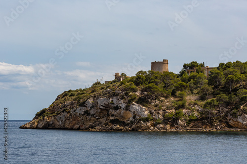 ancient tower on the coast of majorca  spain