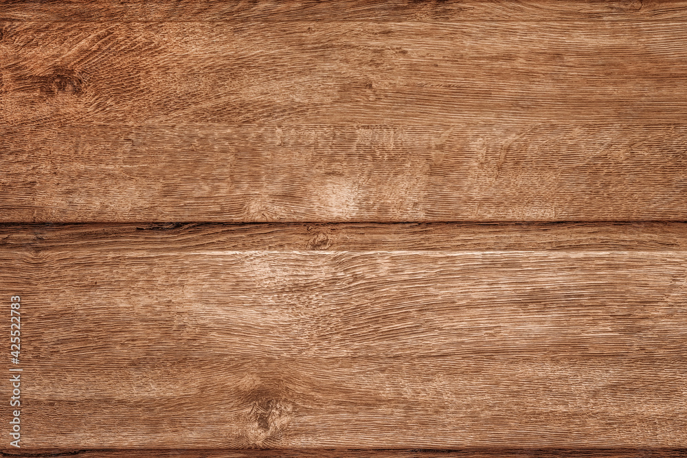 Fototapeta premium Close-up brown vintage natural wooden planks. Dark aged empty texture.