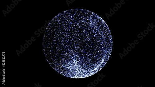Lighting dots forming a sphere on black background. photo