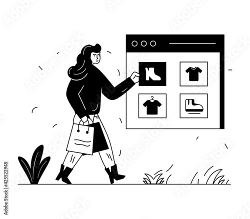 
An online purchase in solid illustration 


