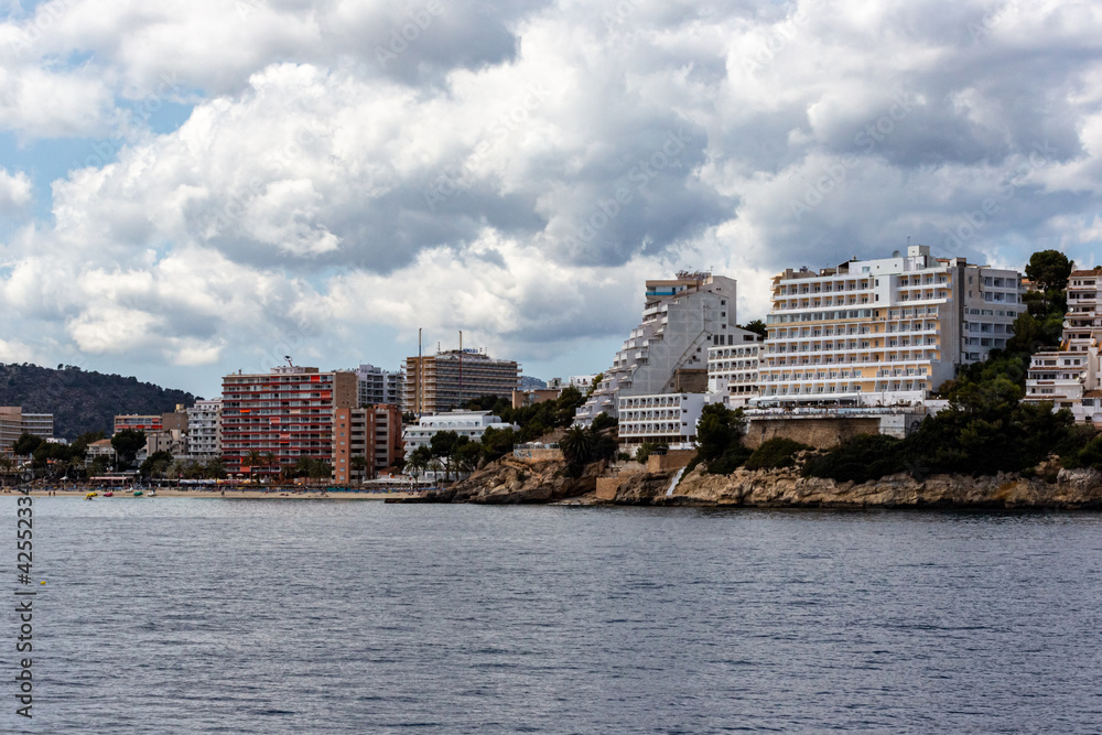 Hotels and apartements at the beach in majorca, spain