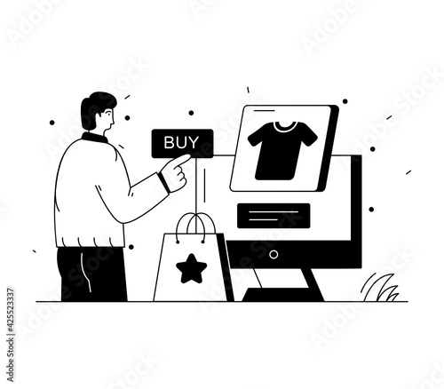 
A line illustration denoting purchasing habits 

