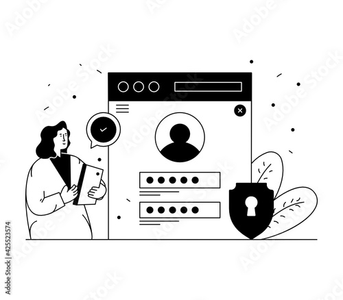 
A secure login concept illustration, web password, account password 

