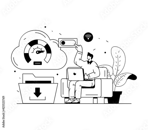 
A downloading speed design, solid illustration in premium graphics

