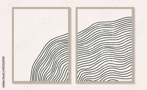 Contemporary templates with abstract shapes modern mid century boho style.