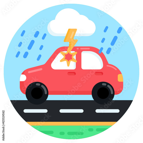 
A round background design icon of raining

