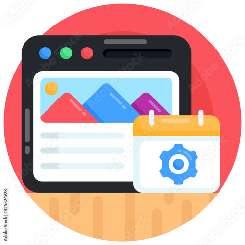 
A website management flat round icon 

