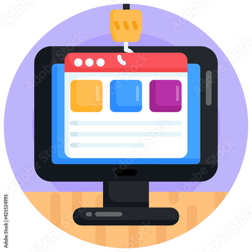 
A website phishing flat round icon 

