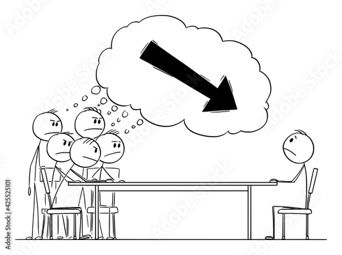 Group of People or Colleagues Blaming Individual, Vector Cartoon Stick Figure Illustration