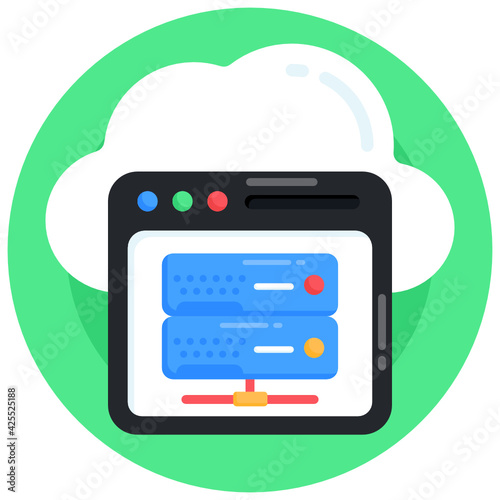 
An icon of cloud hosting in flat round design 

