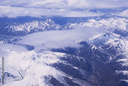 Aerial view over the volcanoes of Kamchatka  Russian Far East  Russia