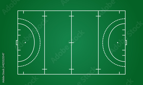 Green field hockey grass hockey field line template vector stadium