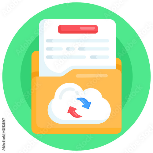 
A perfect flat round icon denoting cloud syncing 

