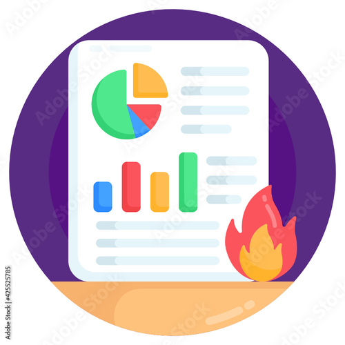 
Document with fire denoting flat rounded premium icon of data bruning 

 photo