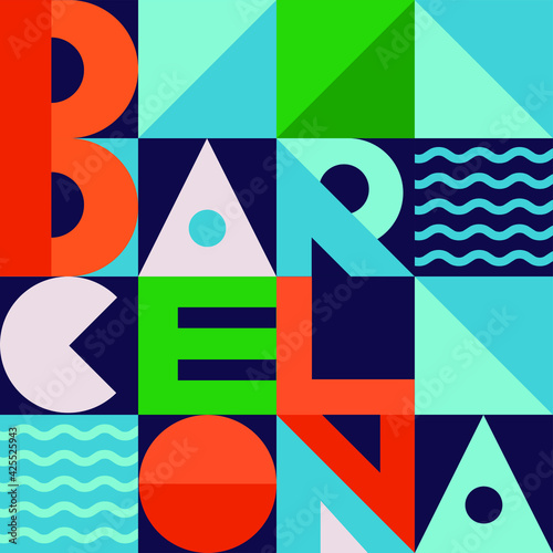 Barcelona vector geometric style print. Stylized design for print, cover, card, poster, clothing print,pillow