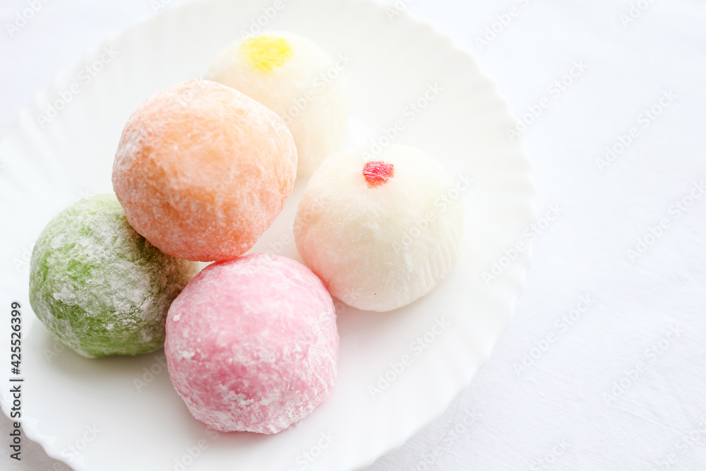 Japanese ice cream Mochi in rice dough. Traditional Japanese dessert Japanese ice cream Mochi in rice dough. Traditional Japanese dessert