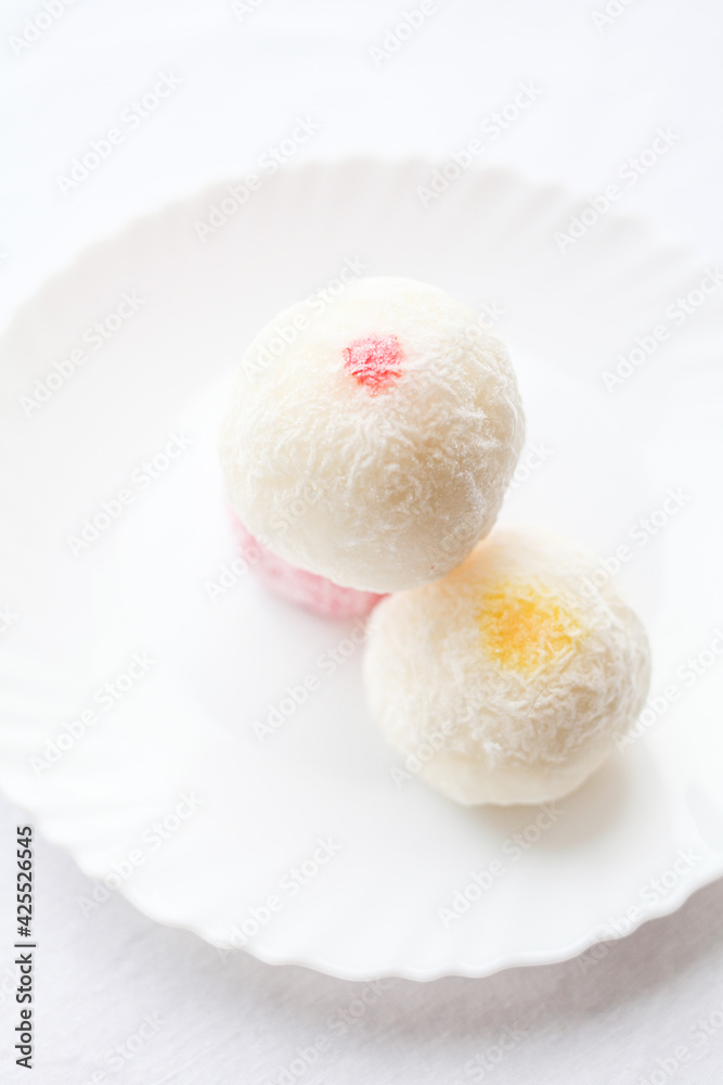 Japanese ice cream Mochi in rice dough. Traditional Japanese dessert Japanese ice cream Mochi in rice dough. Traditional Japanese dessert