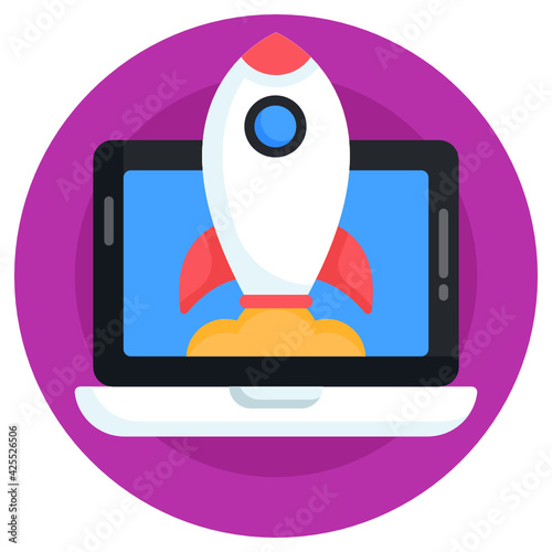 
A very well designed flat icon of laptop launch 

