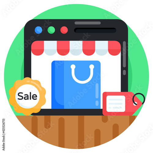 
An online sale in flat editable icon 

