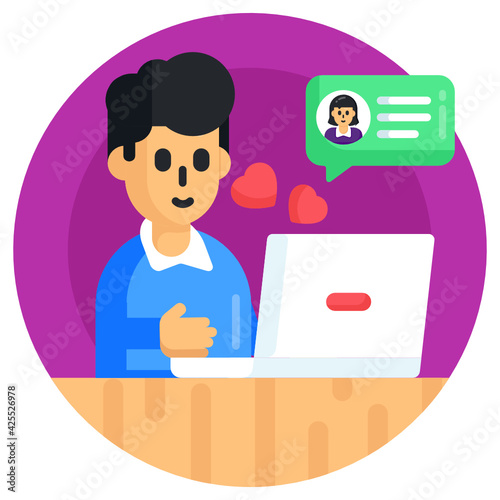 
An online dating flat round icon, premium download

