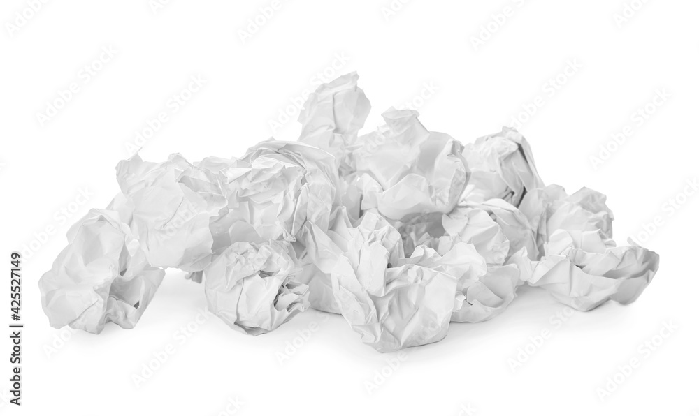 Crumpled sheets of paper on white background Crumpled sheets of paper on white background