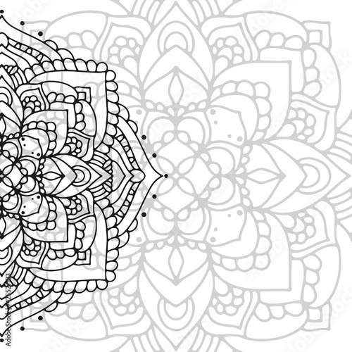 Mandala postcard. Antistress coloring book. Oriental drawing. Vector illustration. For coloring, invitations, congratulations, banners, flyers, business cards.