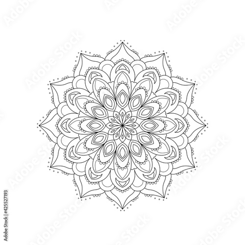 Mandala. Antistress coloring book. Template for mehendi. Oriental drawing. Vector illustration. Isolated on a white background.