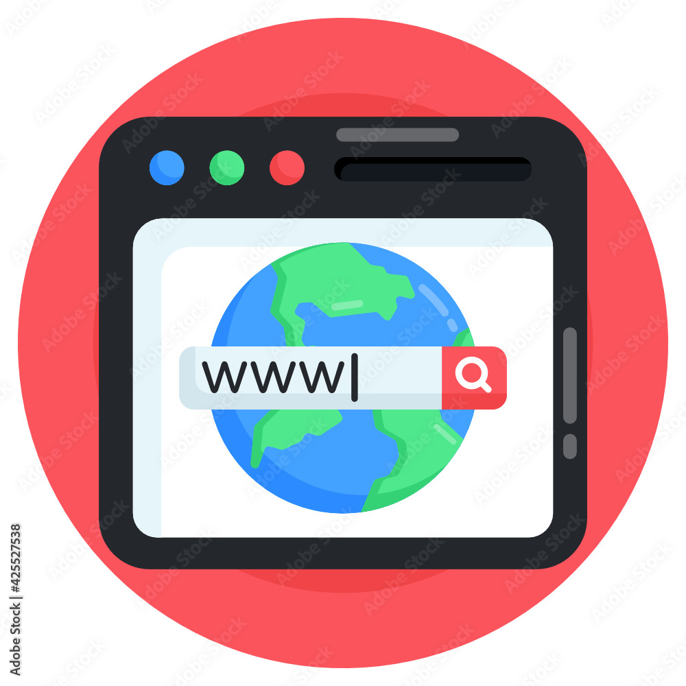 Flat editable icon of web browser, web domain
Flat editable icon of web browser, web domain