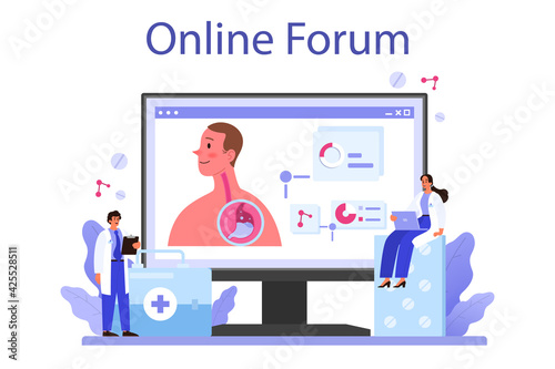Gastroenterology doctor online service or platform. Idea of health care