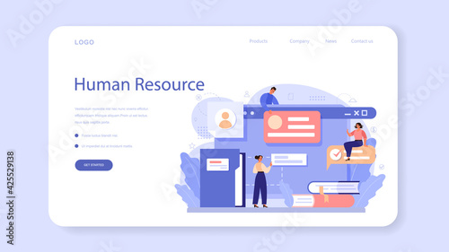 Job instruction web banner or landing page. Personnel management