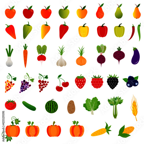 Isolated Fruit and vegetables vectors 