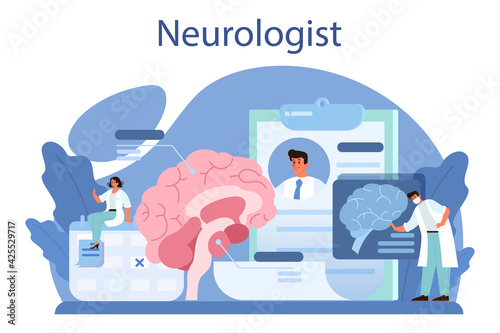 Neurologist concept. Doctor examine human brain. Idea of doctor caring
