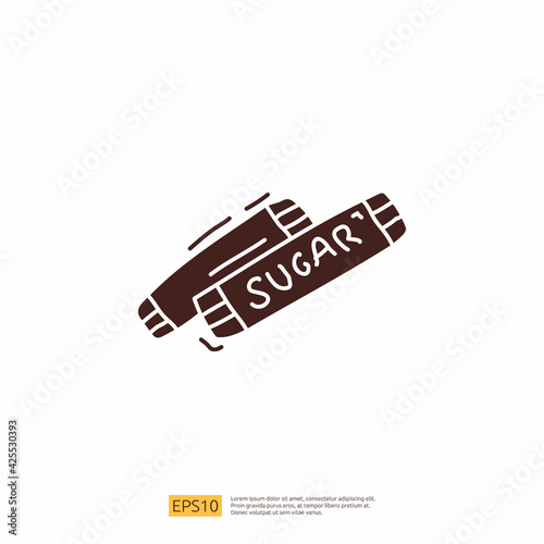sugar sachet for cafe concept vector illustration. hand drawing doodle silhouette glyph solid icon sign symbol