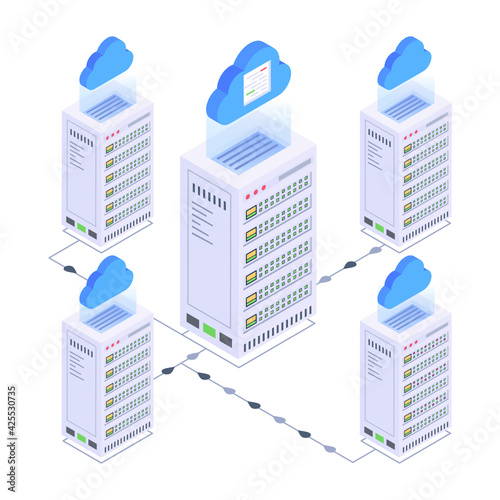 
Have a look at this amazing isometric icon of cloud networking 

