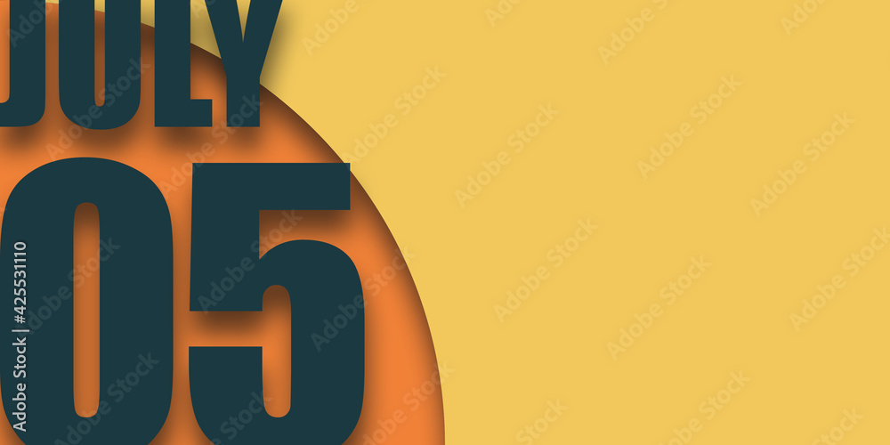 july 5th. Day 5 of month,illustration of date inscription on orange and blue background summer month, day of the year concept - obrazy, fototapety, plakaty 